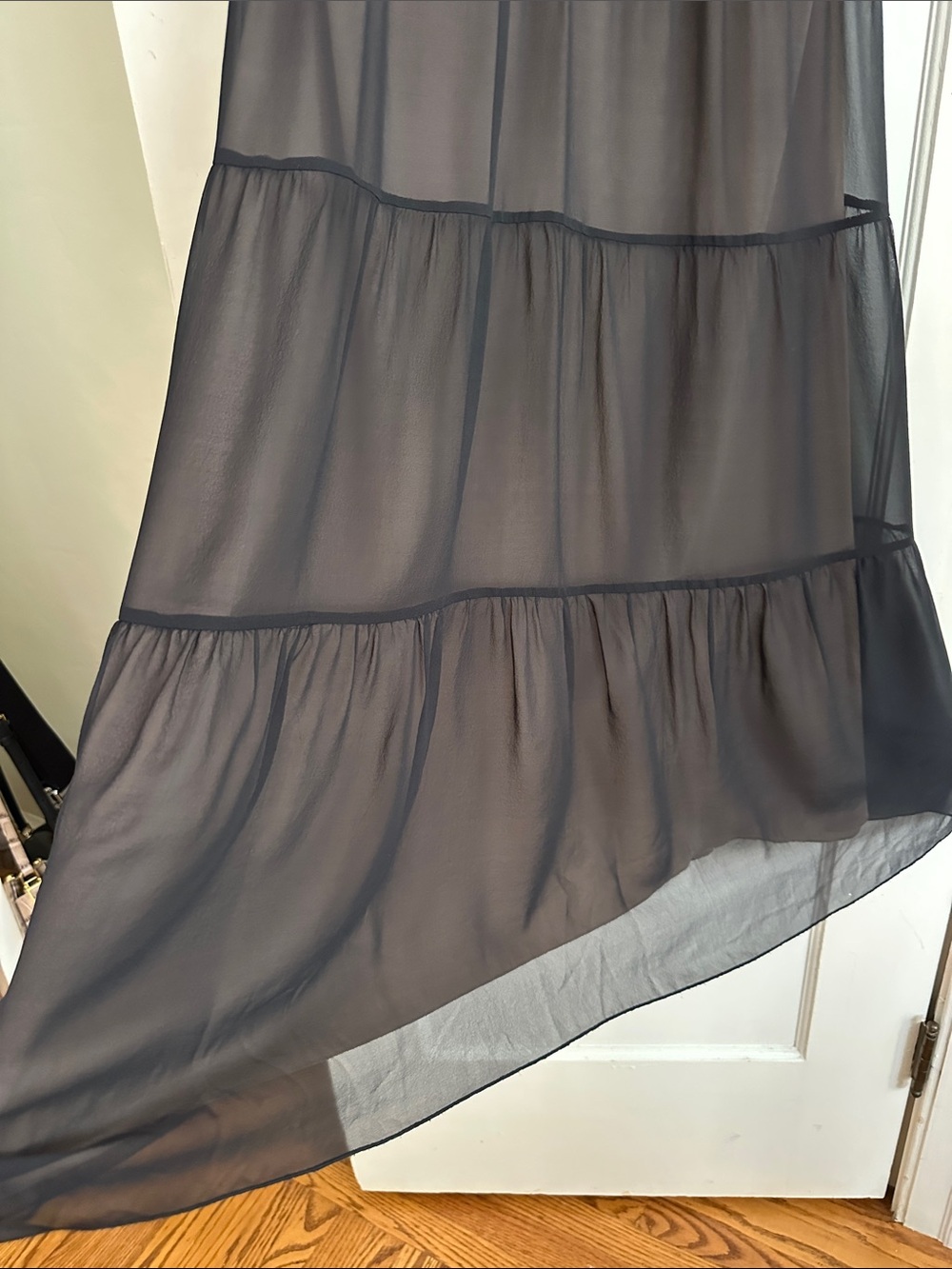 BCBG Paris Black Silk Beaded Halter Maxi Dress Tiered Y2K Evening Cocktail Sz 8‎ - Picture 6 of 14